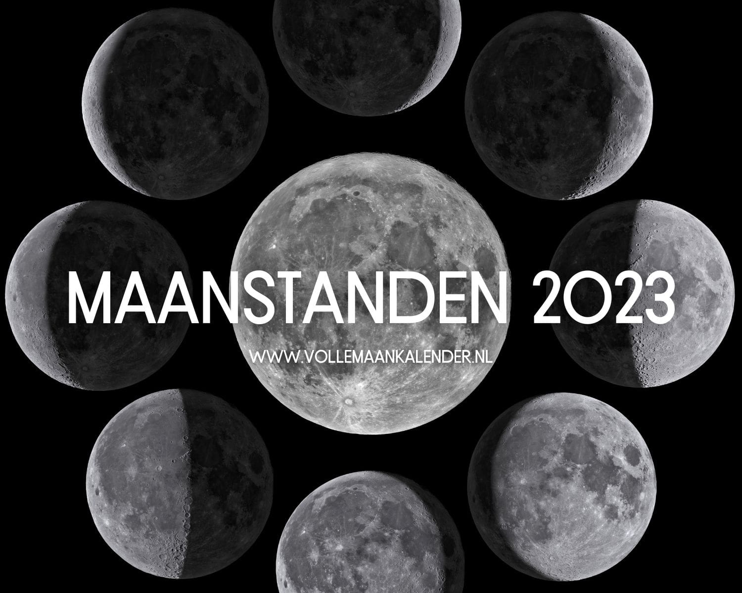 Maanstanden 2023 een maan kalender met maanfase, datum en tijd