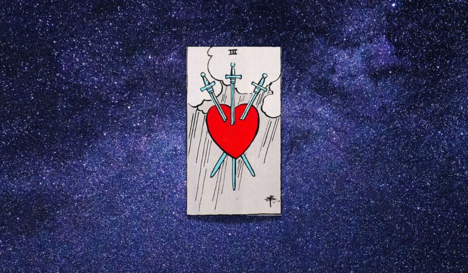Zwaarden Drie tarot kaart en tweelingzielen