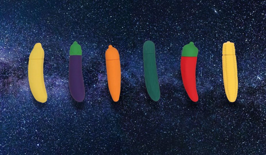 Vegan seksspeeltjes in de vorm van groenten en fruit